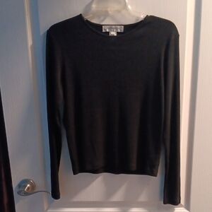 Jones New York Black Ribbed Top, Business, Casual